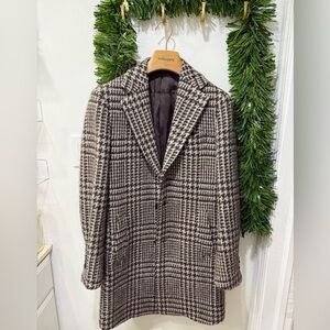 Suitsupply Sand & Brown Wool Bold hounds tooth Coat
